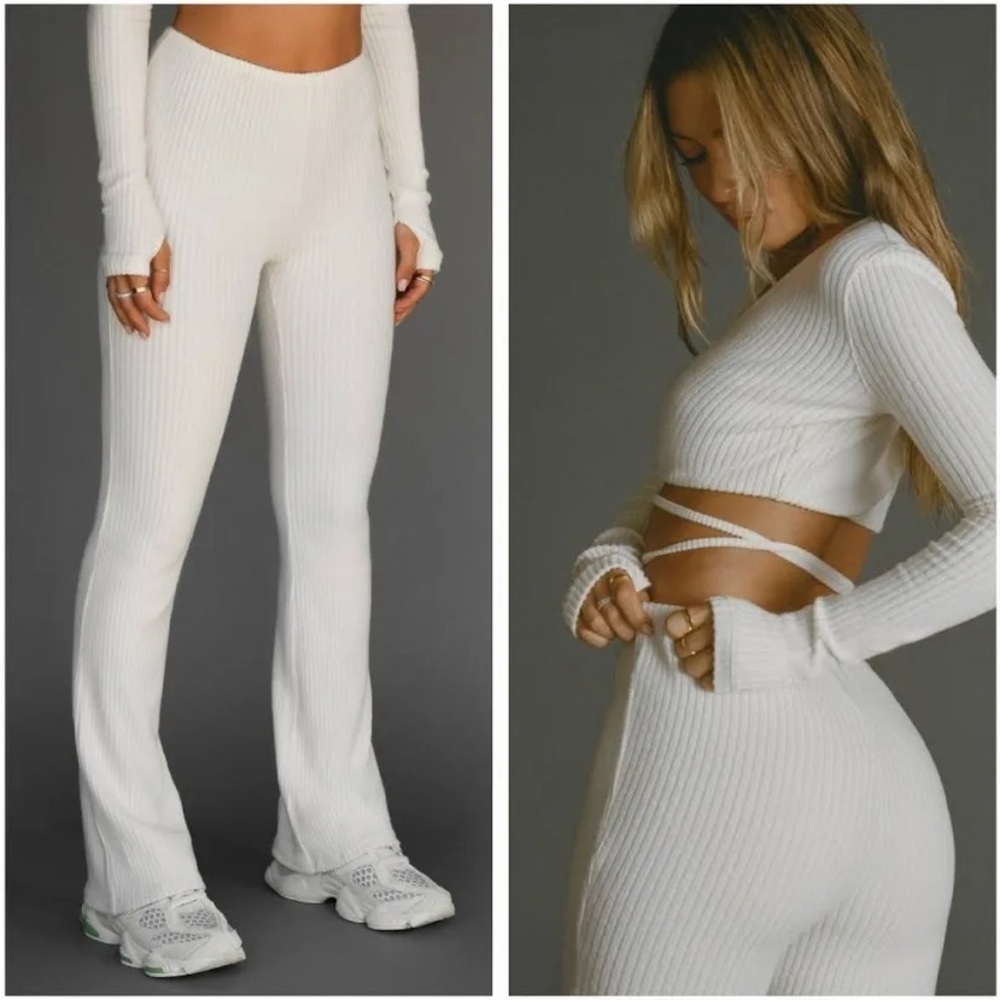 Joah Brown Cream Fitted Mini Flare Pant